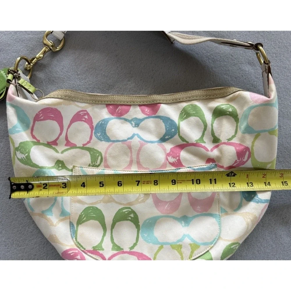VTG Coach Hampton Scribble White Pastel Fabric Hobo Purse Shoulder Bag Y2K